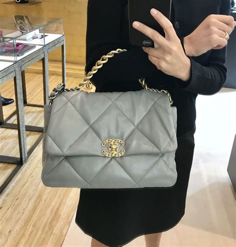 chanel 19 grey silver hardware|Chanel 19 bags review.